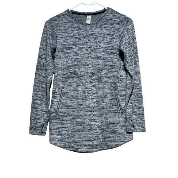 Athleta Girl Other - Athleta Girl Medium (8-10) Marled Gray Long Sleeve Zipper Pocket Tunic Shirt